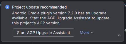 Android Studio upgrade AGP message