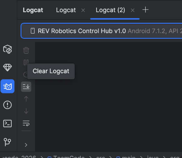 Clear Logcat button